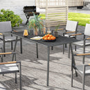 Outsunny Garden Table for 6 Person with Slat Top, Steel Frame