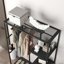 HOMCOM Coat Rack Stand With Hanging Rail And Storage Shelves For Hallway Black
