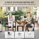 Outsunny 3-Piece Rattan Bistro Set with Acacia Wood Table