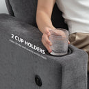 HOMCOM 3 Seater Sofa, Fabric Sofa with USB Ports and Cup Holders,