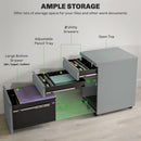 Vinsetto 3 Drawer File Cabinet, Lockable Metal Filling Cabinet - Yellow/Grey/Green