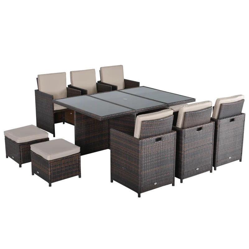 Outsunny Rattan Dining Set 10 Seater - Brown