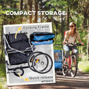 HOMCOM 2 Seat Bike Trailer with 5 Point Harness, for 18+ Months, Blue