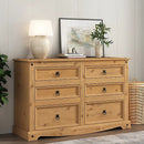 CORONA 6 DRAWER CHEST - DISTRESSED WAXED PINE