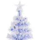 HOMCOM Artificial Fibre Optic Christmas Tree with Star Topper 6ft - White