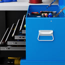 HOMCOM Top Chest And Roller Cabinet Combo Metal Tool Cabinet On Wheels - Black/Blue/Red