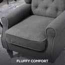 HOMCOM Accent Chair Wingback Armchair Retro Tufted Club Wood Fabric