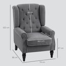 HOMCOM Accent Chair Wingback Armchair Retro Tufted Club Wood Fabric