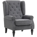 HOMCOM Accent Chair Wingback Armchair Retro Tufted Club Wood Fabric