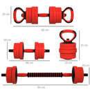 SPORTNOW Weight Dumbbells Set, Barbell, Kettlebell, Push Up Stand, 20kg