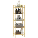 HOMCOM 5-Tier Bamboo Bathroom Storage Shelf with Adjustable Rack