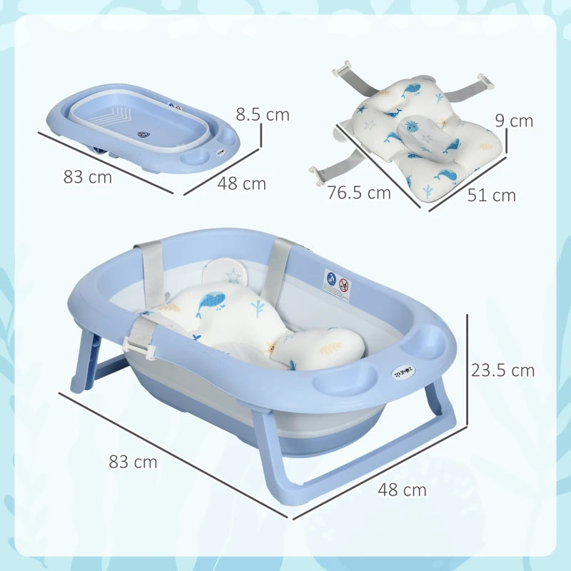 ZONEKIZ Baby Bath Tub with Cushion - Blue