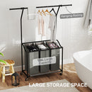 HOMCOM 126L Laundry Sorter, Laundry Basket with 3-Bag Organiser, Dark Grey