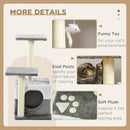 PawHut Cat Tree w/ Sisal Scratching Posts, House, Perches, Toy Mouse - Grey