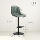 HOMCOM Set Of 2 Microfibre Retro Tub Bar Stools Metal Frame Footrest Seat Green/Blue