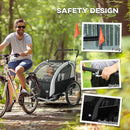 HOMCOM 2 Seat Bike Trailer with 5 Point Harness, for 18+ Months, Black