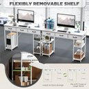 HOMCOM Computer Writing Desk With Power Outlets, Drawers, Shelves - White/Rustic Brown