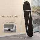 HOMCOM Oval Full Length Mirror With Metal Frame Hanging Or Leaning White