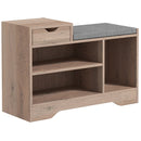 HOMCOM Upholstered Entryway Shoe Bench With Storage Drawer Distressed Grey