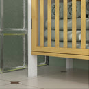 HOMCOM Under Sink Bathroom Cabinet, Bamboo Sink Storage Cabinet Slat Doors