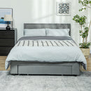 HOMCOM Double Bed Frame With Storage And Adjustable Velvet Headboard