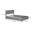 HOMCOM Double Bed Frame With Storage And Adjustable Velvet Headboard