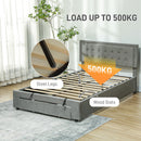 HOMCOM Double Bed Frame With Storage And Adjustable Velvet Headboard