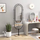 HOMCOM Full Length Mirror, Free Standing Mirror with Tray and Hooks, Black