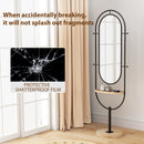 HOMCOM Full Length Mirror, Free Standing Mirror with Tray and Hooks, Black