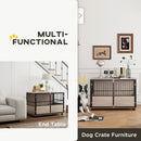 PawHut 100cm Dog Crate Furniture Dog Cage End Table Indoor w/ Doors, Cushion