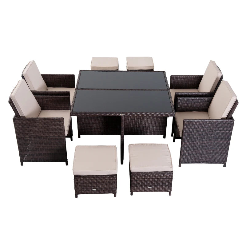 Outsunny Rattan Dining Set 9 Piece - Brown