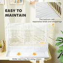 PawHut Bird Cage With Divider, 4 Wooden Perches Slide Out Tray