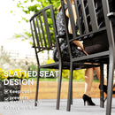 Outsunny 4 PCs Stackable Outdoor Garden Chairs with Metal Slatted Design, Black