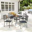 Outsunny 4 PCs Stackable Outdoor Garden Chairs with Metal Slatted Design, Black