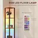 HOMCOM RGB LED Floor Lamp with Shelves and Remote Control for Bedroom
