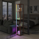 HOMCOM RGB LED Floor Lamp with Shelves and Remote Control for Bedroom