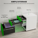 Vinsetto 3 Drawer File Cabinet, Lockable Metal Filling Cabinet - Yellow/Grey/Green