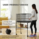 PawHut Bird Cage with Divider, 4 Wooden Perches Slide Out Tray