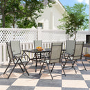 Outsunny 7 PCs Garden Dining Set, Folding Chairs And Metal Top Table