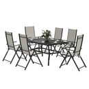 Outsunny 7 PCs Garden Dining Set, Folding Chairs And Metal Top Table