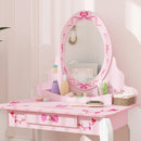 AIYAPLAY Kids Dressing Table Set, 2 PCS Children Vanity Table with Stool