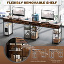 HOMCOM Computer Writing Desk With Power Outlets, Drawers, Shelves - White/Rustic Brown