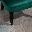 HOMCOM Velvet Accent Chair Tufted Wingback Chair W/ Rubber Wood Legs Dark Green