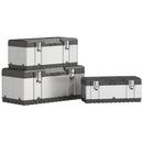 HOMCOM 3 Pieces Tool Case Set, 23\" 19\" 16\" Stainless Steel Tool Boxes