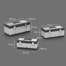 HOMCOM 3 Pieces Tool Case Set, 23\" 19\" 16\" Stainless Steel Tool Boxes