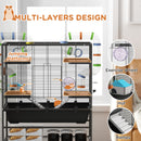 PawHut Large Hamster Cage, Rat Cage W/ Wheels, Tubes, Storage Shelf, Ramps