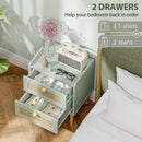 HOMCOM Boho Rattan Bedroom Chest of Drawers, 2 Drawer Dresser, Light Blue