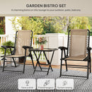 Outsunny 3 Pieces Folding Garden Bistro Set with Cup Holders, Khaki