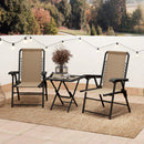 Outsunny 3 Pieces Folding Garden Bistro Set with Cup Holders, Khaki