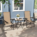 Outsunny 3 Pieces Folding Garden Bistro Set with Cup Holders, Khaki